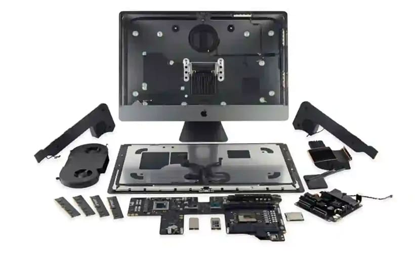 Photo illustrant différentes pièces Mac Apple