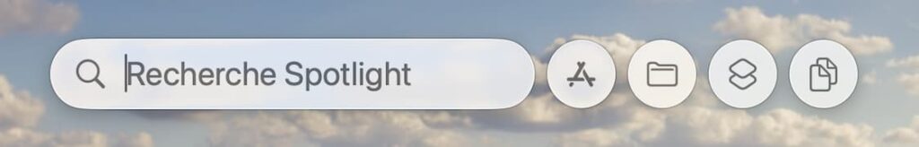 Barre de recherche Spotlight sur Mac permettant de trouver applications et fichiers sur macOS